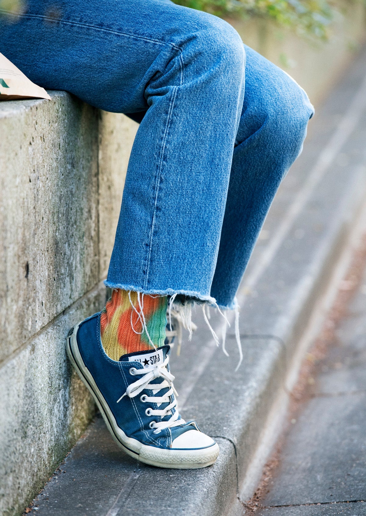 CHUNKY RIBBED CREW SOCKS "TIE DYE"【ROTOTO】