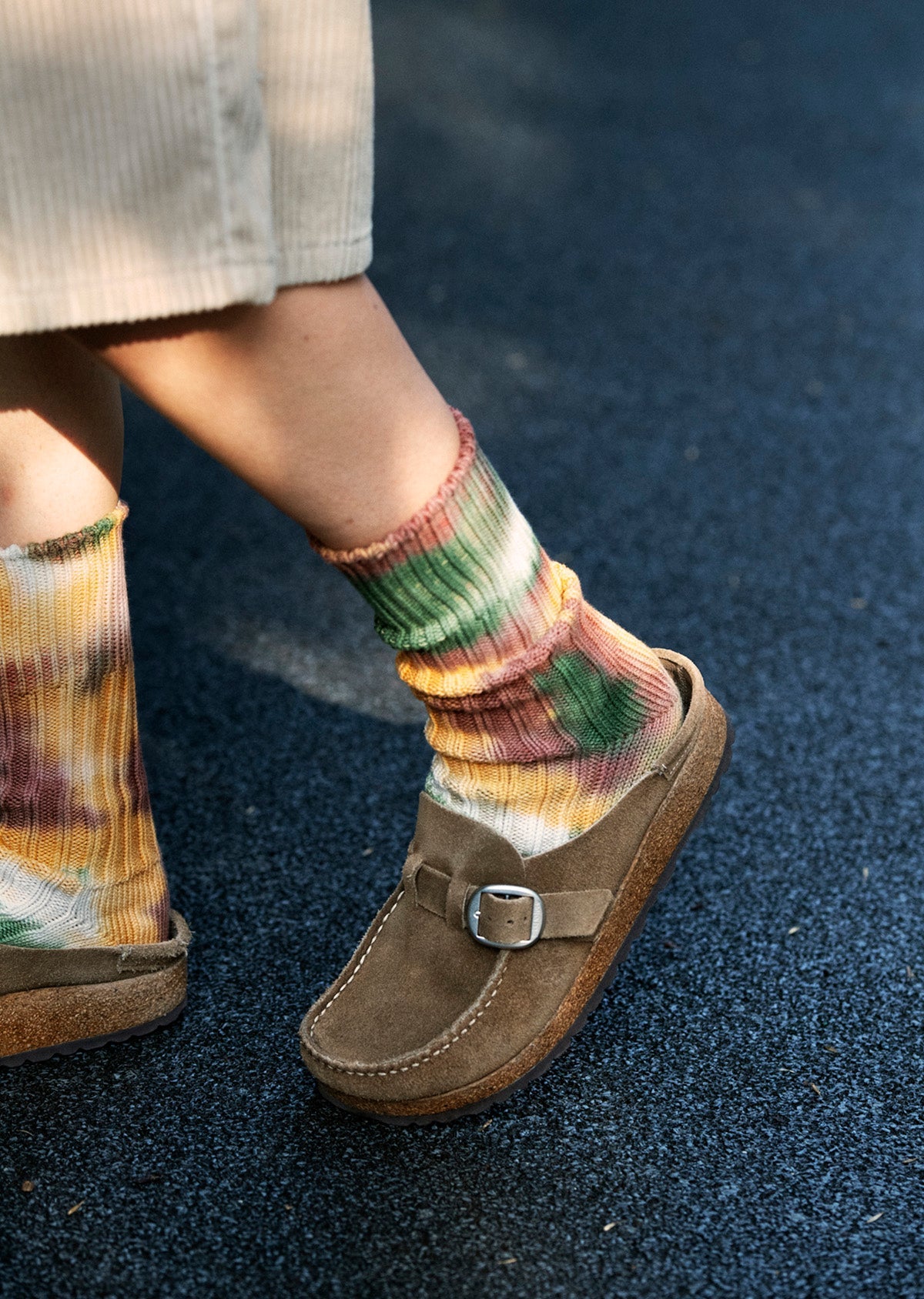 CHUNKY RIBBED CREW SOCKS "TIE DYE"【ROTOTO】
