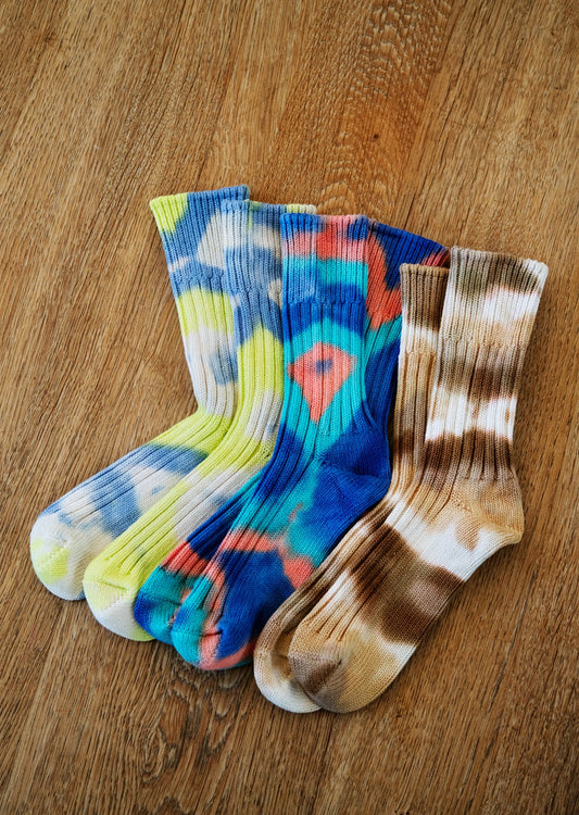 CHUNKY RIBBED CREW SOCKS "TIE DYE"【ROTOTO】